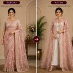 Custom Saree to Sheer Organza Cape Conversion