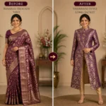 Custom Saree to Sherwani-Style Long Jacket Conversion