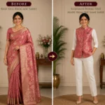 Custom Saree to Sleeveless Nehru Vest Conversion