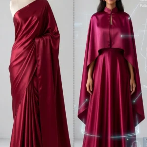 Custom Saree to Full-Length Cape Dress Conversion