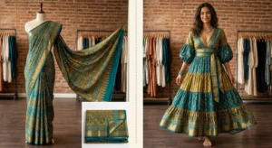 Custom Saree to Tiered Boho Dress Conversion Service