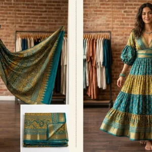 Custom Saree to Tiered Boho Dress Conversion Service