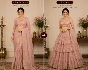 Custom Saree to Tiered Lehenga Conversion
