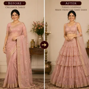Custom Saree to Tiered Lehenga Conversion