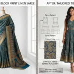 Custom Saree to Tiered Midi Dress Conversion