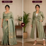 Custom Saree to Trench Coat Conversion