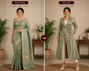 Custom Saree to Trench Coat Conversion