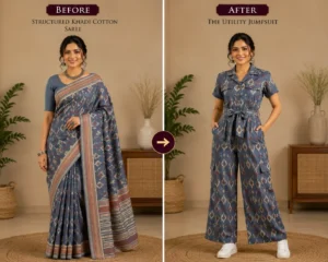 Custom Saree to Utility Jumpsuit Conversion