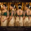 360 Degree View of Emerald Green Bridal Aari Blouse featuring Floral Aari Embroidery, Maggam Work and Transparent Sleeves