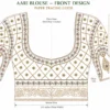 Aari Blouse front paper tracing design with floral border and lattice embroidery guide