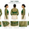 Emerald Green Temple Heritage Invisible Aari Jacket Detachable Transparent Organza Bridal Jacket 360 view