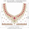 Golden Temple Heritage Bridal Aari Blouse Front View with premium Maggam Work, kundan stones, antique coin embroidery and floral neckline paper tracing