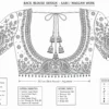 Green Peacock Aari Bridal Blouse back paper tracing with deep U neck and Maggam motifs