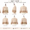 360 degree view of Ivory Temple Heritage Invisible Aari Jacket showing front, back and side embroidery details
