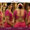 Magenta Bridal Aari Blouse 360 degree view with gold beadwork and traditional bridal embroidery