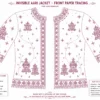 Magenta Temple Heritage Invisible Aari Jacket with detachable transparent organza, handcrafted temple motif Aari embroidery, premium South Indian bridal designer overlay front paper tracing