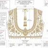 Olive gold Aari Bridal Blouse back paper tracing blueprint with Kundan embroidery layout