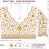 Front Aari blouse paper tracing design with floral bridal embroidery pattern and measurements