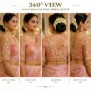 360 degree pink gold Aari bridal blouse showing front back and embroidered sleeve design