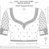 Pink and gold Aari bridal blouse front view with floral Maggam embroidery paper tracing