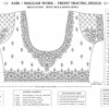 Red bridal Aari blouse front paper tracing design for Aari embroidery