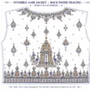 Royal Blue Temple Heritage Invisible Aari Jacket with transparent organza, handcrafted South Indian temple Aari embroidery and detachable bridal designer jacket back paper tracing