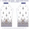 Royal Blue Temple Heritage Invisible Aari Jacket with transparent organza, handcrafted South Indian temple Aari embroidery and detachable bridal designer jacket sleeve paper tracing
