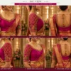Royal magenta bridal Aari blouse 360 degree view showing front side and back embroidery