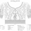 Royal Radha Krishna Bridal Aari Blouse front view with premium Maggam Work on magenta silk fabric paper tracing
