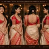 360-degree view of the Royal Red Bridal Aari Blouse displaying front, back, side, and sleeve embroidery with luxurious South Indian bridal styling.