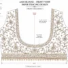 Royal Ruby Velvet Bridal Aari Blouse front view featuring luxurious floral vine Maggam Work embroidery with full sleeves paper tracing