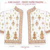Front Paper Tracing for Ruby Red Temple Heritage Invisible Aari Jacket