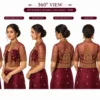Wine Temple Heritage Invisible Aari Jacket with detachable transparent organza, handcrafted temple border Aari embroidery and premium South Indian bridal styling