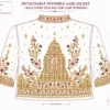Wine Temple Heritage Invisible Aari Jacket with detachable transparent organza, handcrafted temple border Aari embroidery and premium South Indian bridal styling
