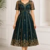 Artelle Deco Art Deco vintage party dress front view with geometric embroidery