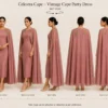 Celestra Cape vintage cape party dress with fitted midi dress and Indian embroidery