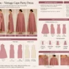 Celestra Cape vintage cape party dress with fitted midi dress and Indian embroidery