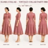 Elora Collar Vintage Party Dress | Embroidered Midi Dress
