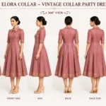 Elora Collar Vintage Party Dress | Embroidered Midi Dress