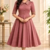 Elora Collar Vintage Party Dress | Embroidered Midi Dress