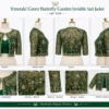 Emerald Green Butterfly Garden Invisible Aari Jacket with luxury butterfly embroidery