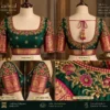Gadwal-inspired silk blouse with heavy zari and floral Aari work