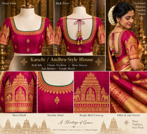 Kanchi Andhra style silk blouse with zari work