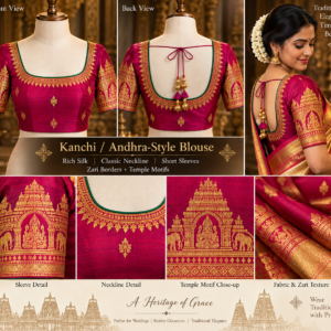 Kanchi Andhra style silk blouse with zari work