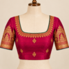 Front view of Kanchi Andhra style silk blouse with zari work