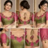 Lotus Frame Deepavali fusion saree blouse with lotus petal framed neckline