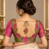 Lotus Frame Deepavali fusion saree blouse with lotus petal framed neckline