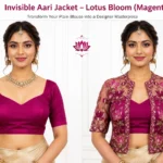 Lotus floral Aari embroidery jacket on transparent net