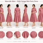Marvelle Shirt 1940s vintage shirt party dress front view