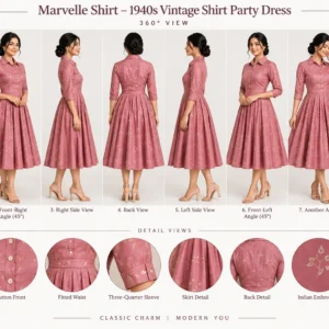 Marvelle Shirt 1940s vintage shirt party dress front view
